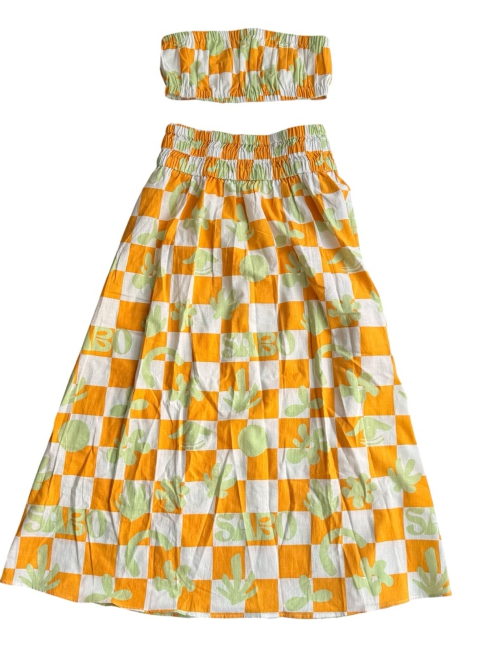 NWT SABO Checkerboard Print Cooper Midi Skirt & Crop Set Size S - Picture 2 of 10